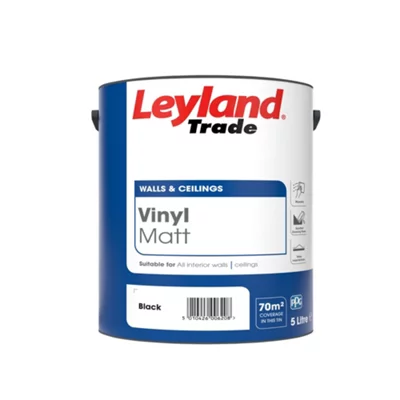 Leyland Trade Black Matt Emulsion Paint, 5L