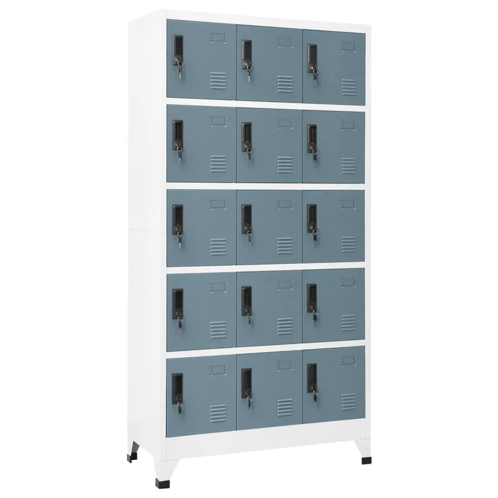 VidaXL Locker Cabinet Light Grey and Dark Grey 90x40x180 cm Steel