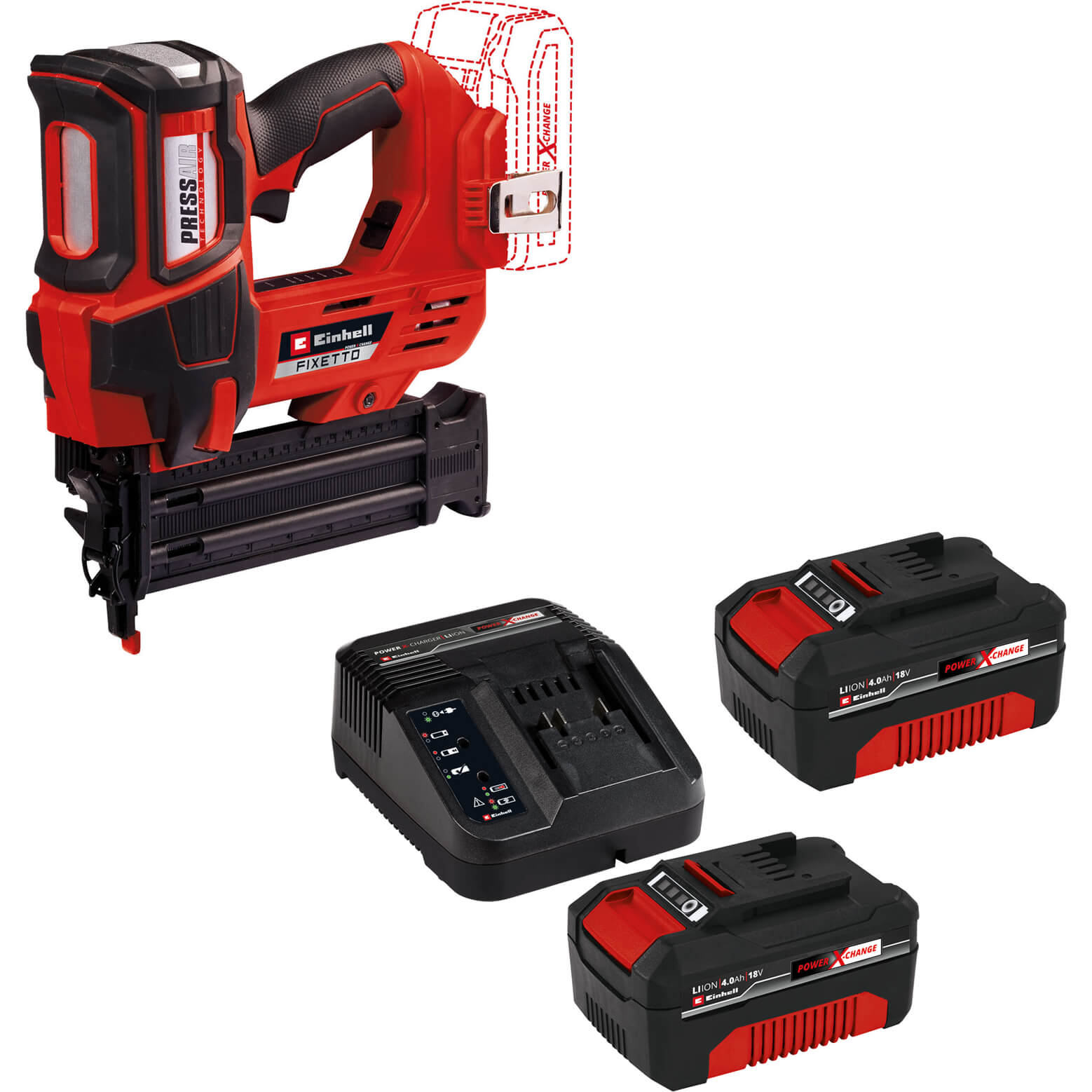 Einhell Fixetto 18/50 N 18v Cordless Nail Gun 2 X 4ah Li-ion Charger No Case