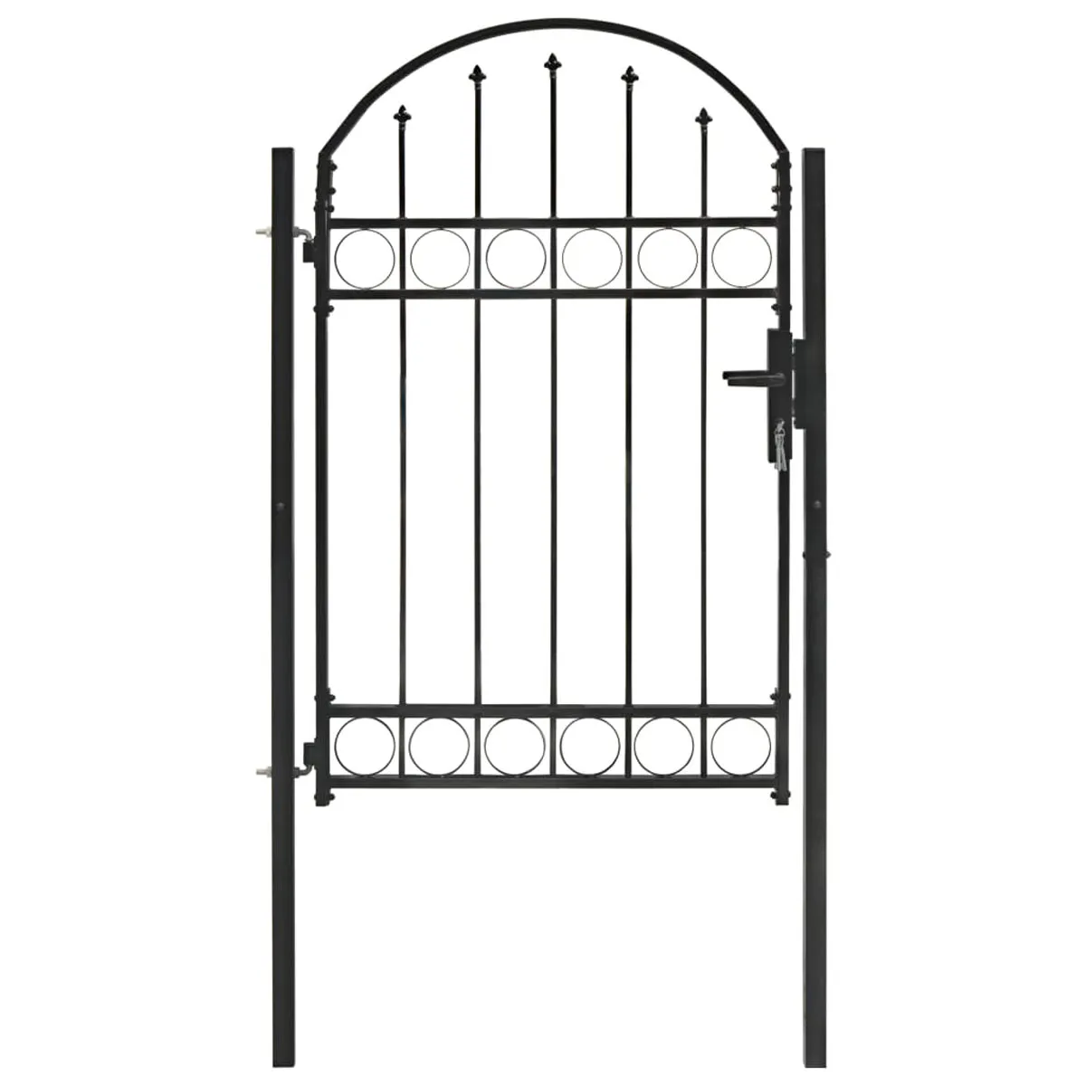 VidaXL Fence Gate with Arched Top Steel 100x150 cm Black