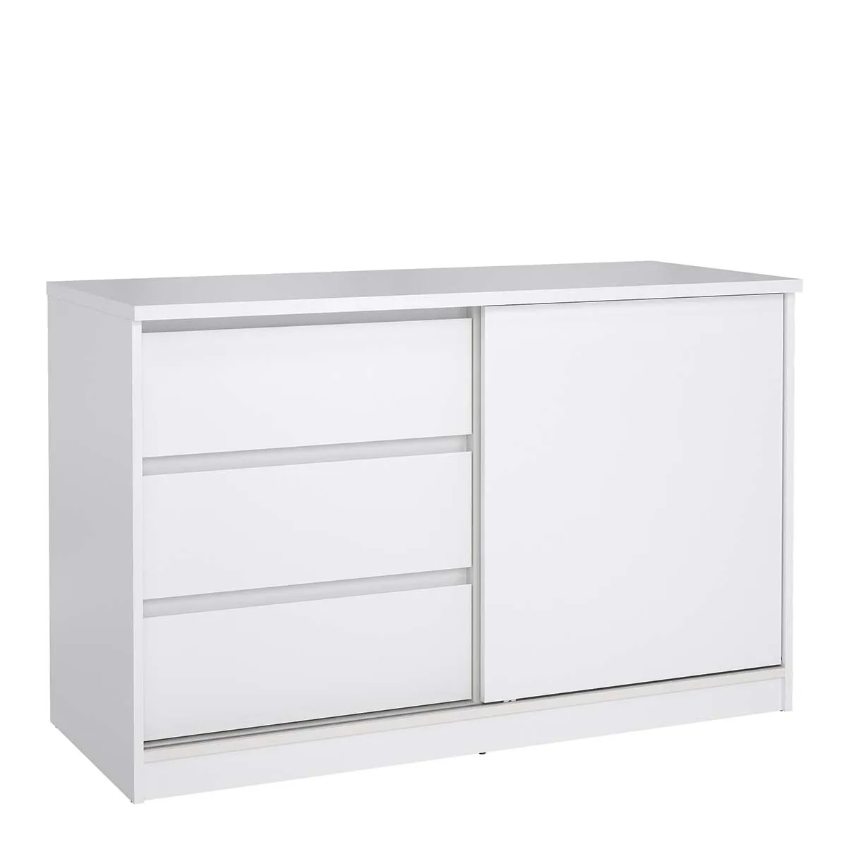 Home Affaire Naia Storage Unit with 1 Sliding Door and 3 Drawers in White High Gloss, none
