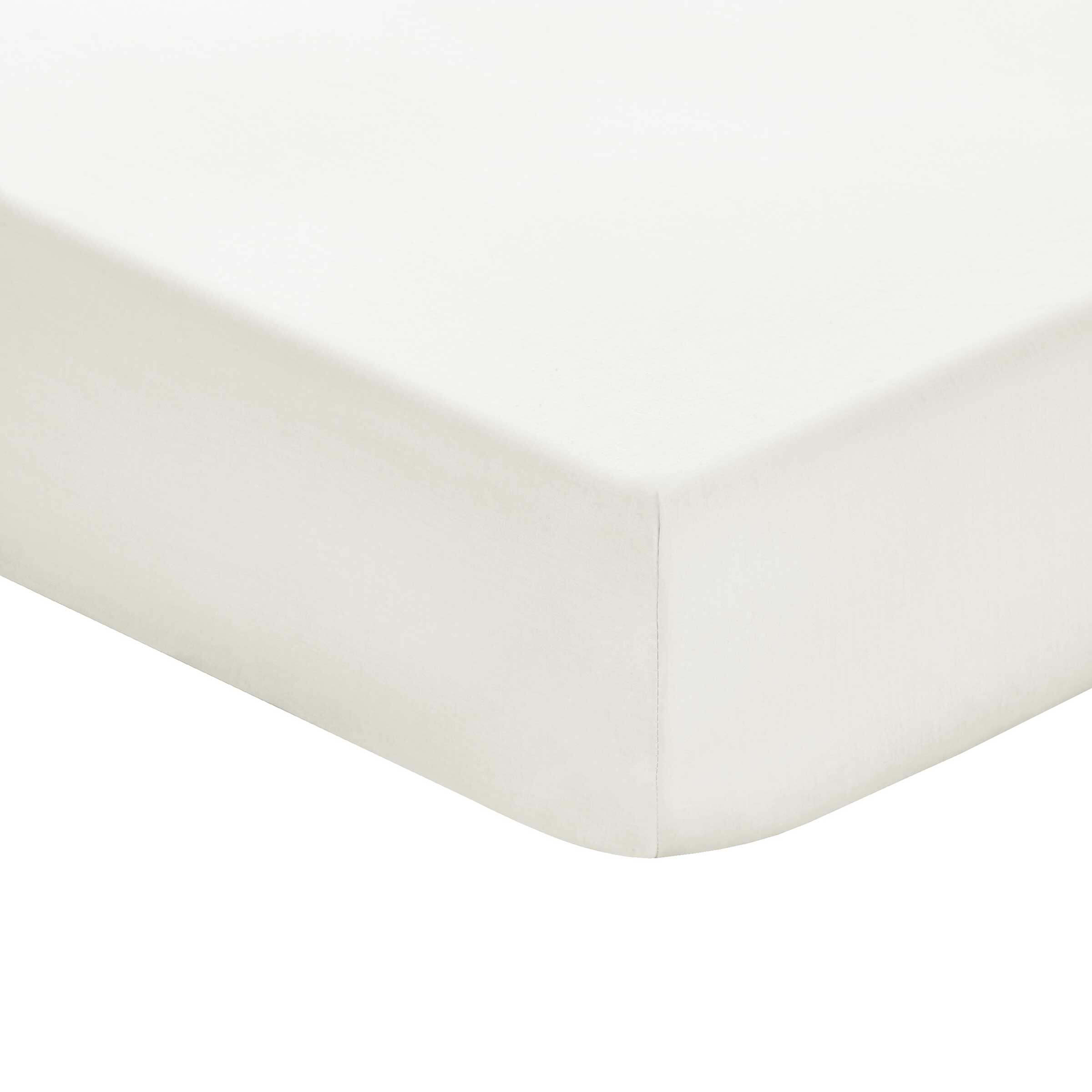 Bedeck 1951 Plain Dye Percale Double Fitted Sheet, Cream