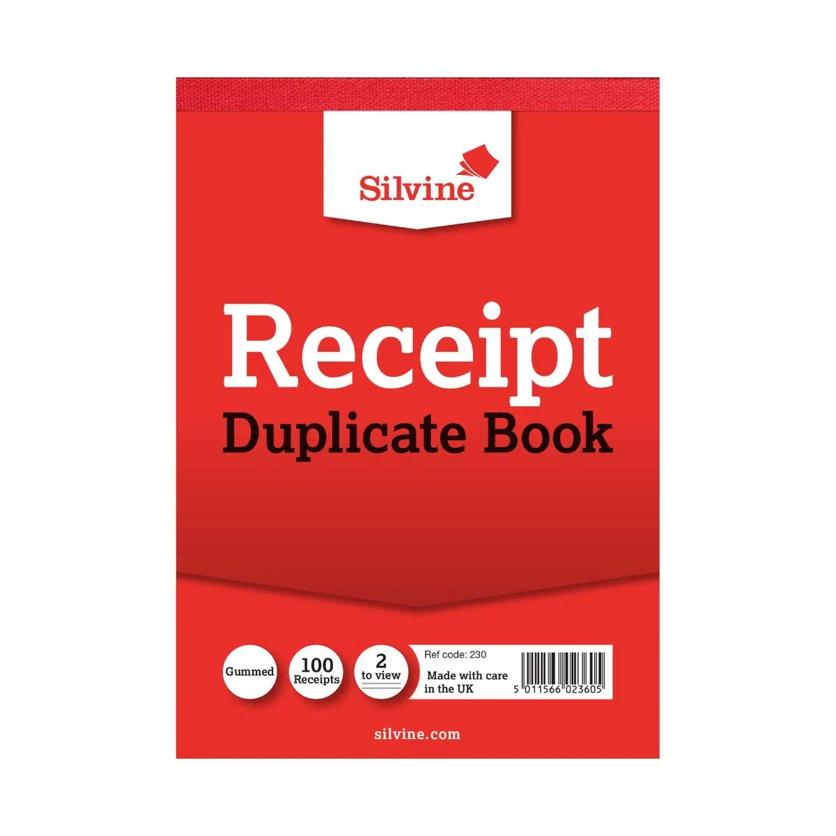 Silvine Cash Receipt Book Duplicate Carbon 230 Pack of 12, none