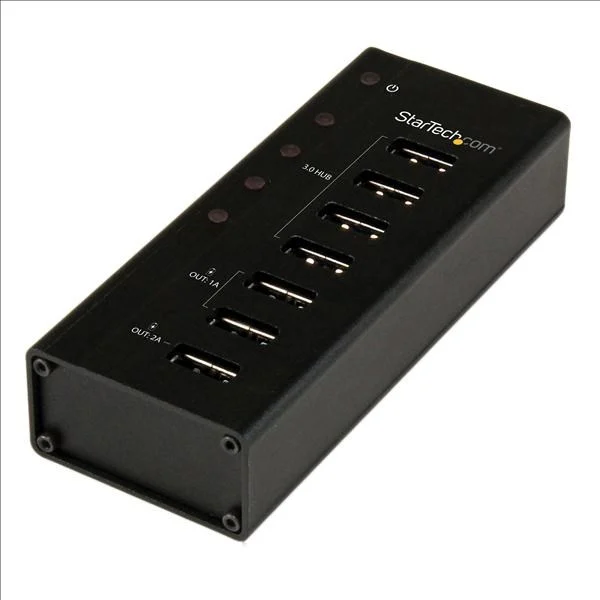StarTech .com 4 Port USB 3.0 Hub plus 3 Dedicated USB Charging Ports (2 x 1A & 1 x 2A) - Wall Mountable Metal Enclosure - 7 Total USB Port(s) - 4 USB 3.0 Port(s)