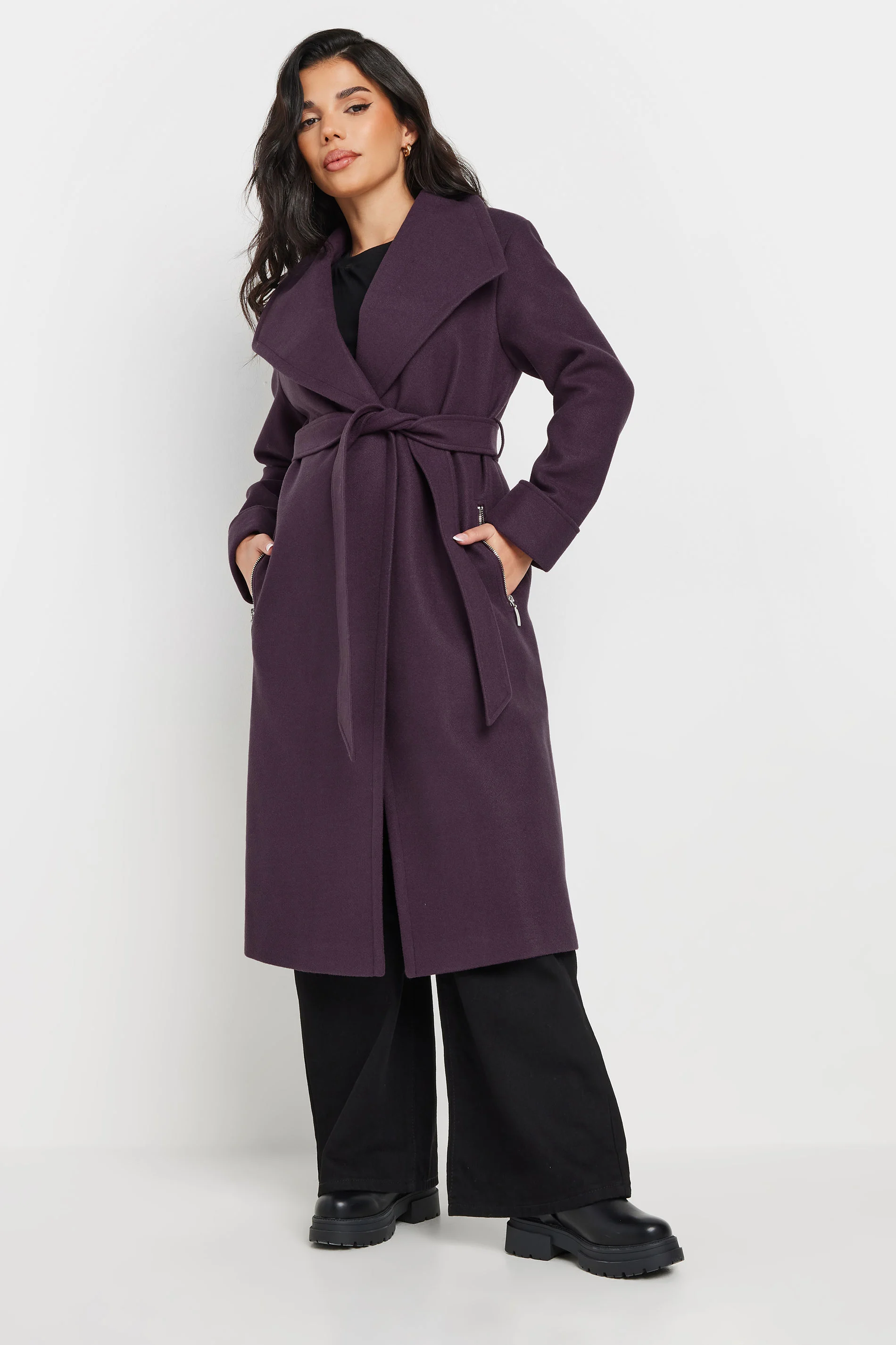 PixieGirl Purple Belted Wrap Coat 16 | Petite Women's Belted Coats