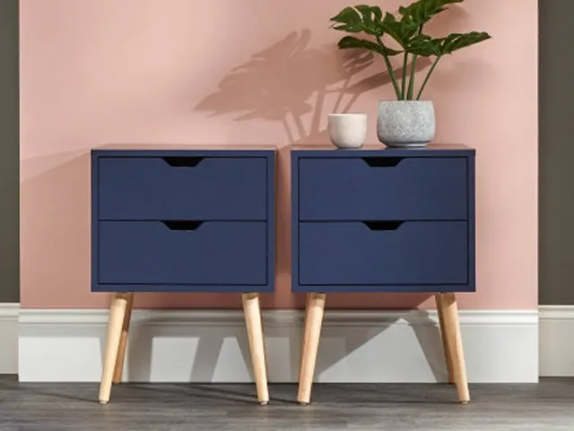 GFW Nyborg Nightshadow Blue Pair of 2 Bedside Tables