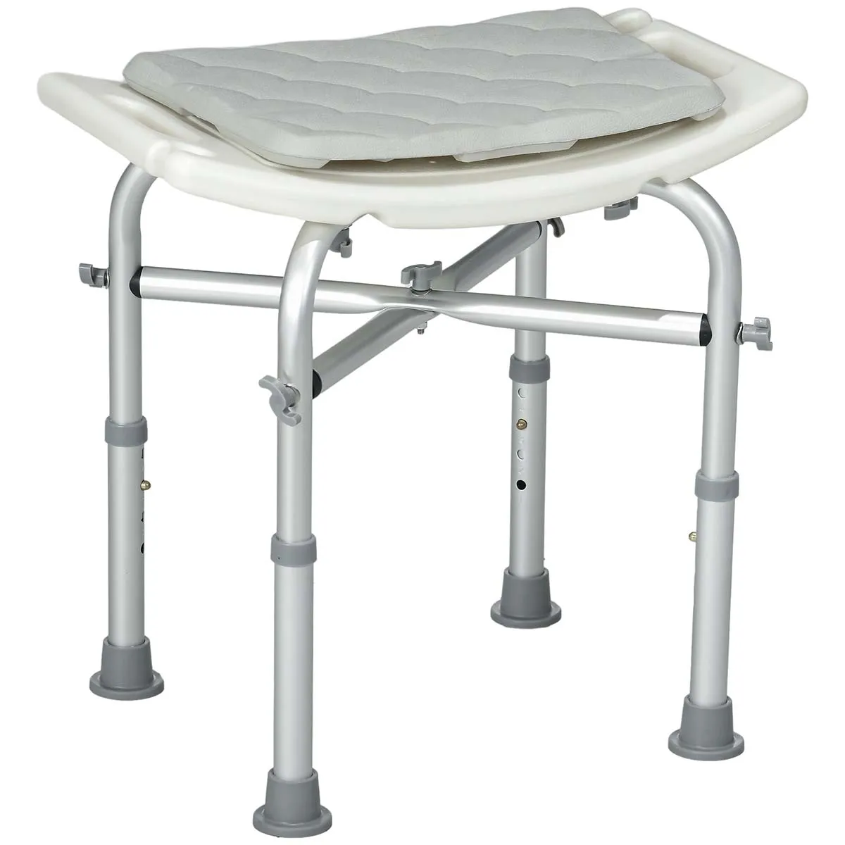 Homcom Shower Stool for Elderly Adjustable Shower Seat with Padded Cushion