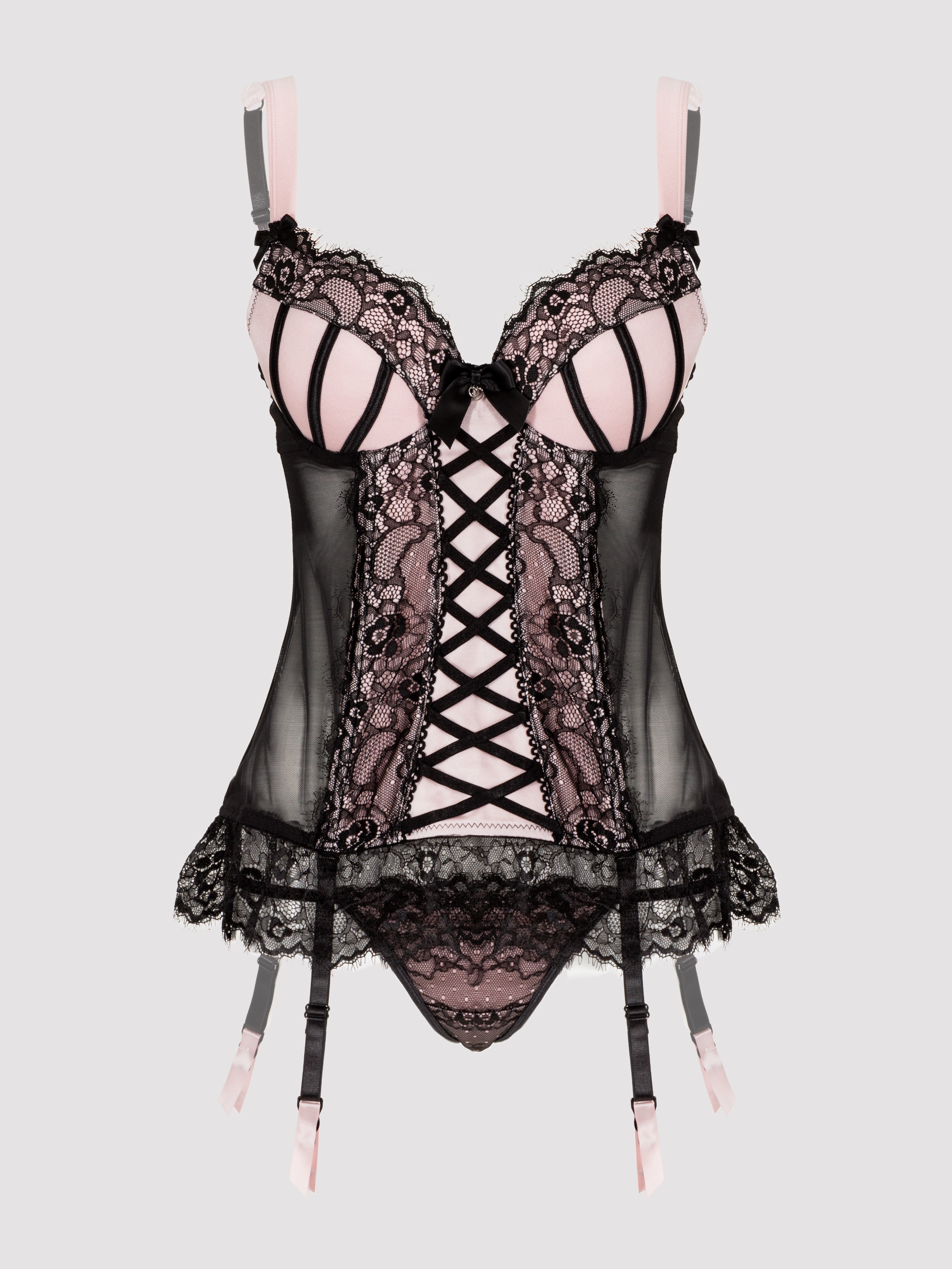 Lovehoney Boudoir Belle Blush Pink Push-Up Basque Set | Medium