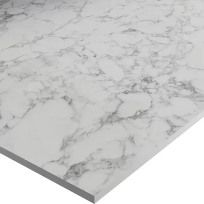 Wilsonart Marmo Bianco Matt Cream Marble Effect Laminate Square Edge Kitchen Breakfast Bar, (L)3000mm (W)900mm (T)12mm