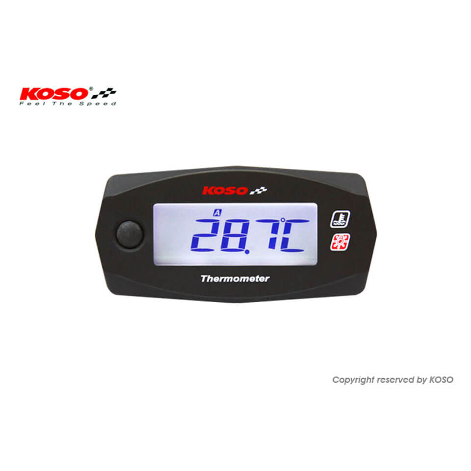 KOSO Dual Thermometer Mini 4 (Battery) up to 250 Degrees, black, black