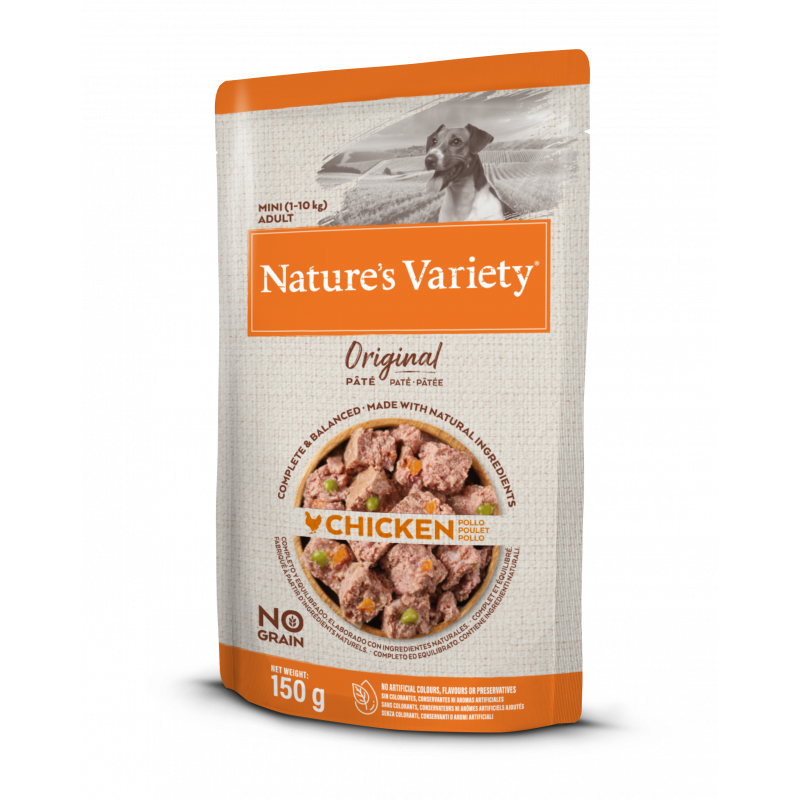 Nature's Variety 16 x 150 gr Comida Húmeda para Perros Pequeños Mini Adult con Pollo Nature's Variety Original Paté