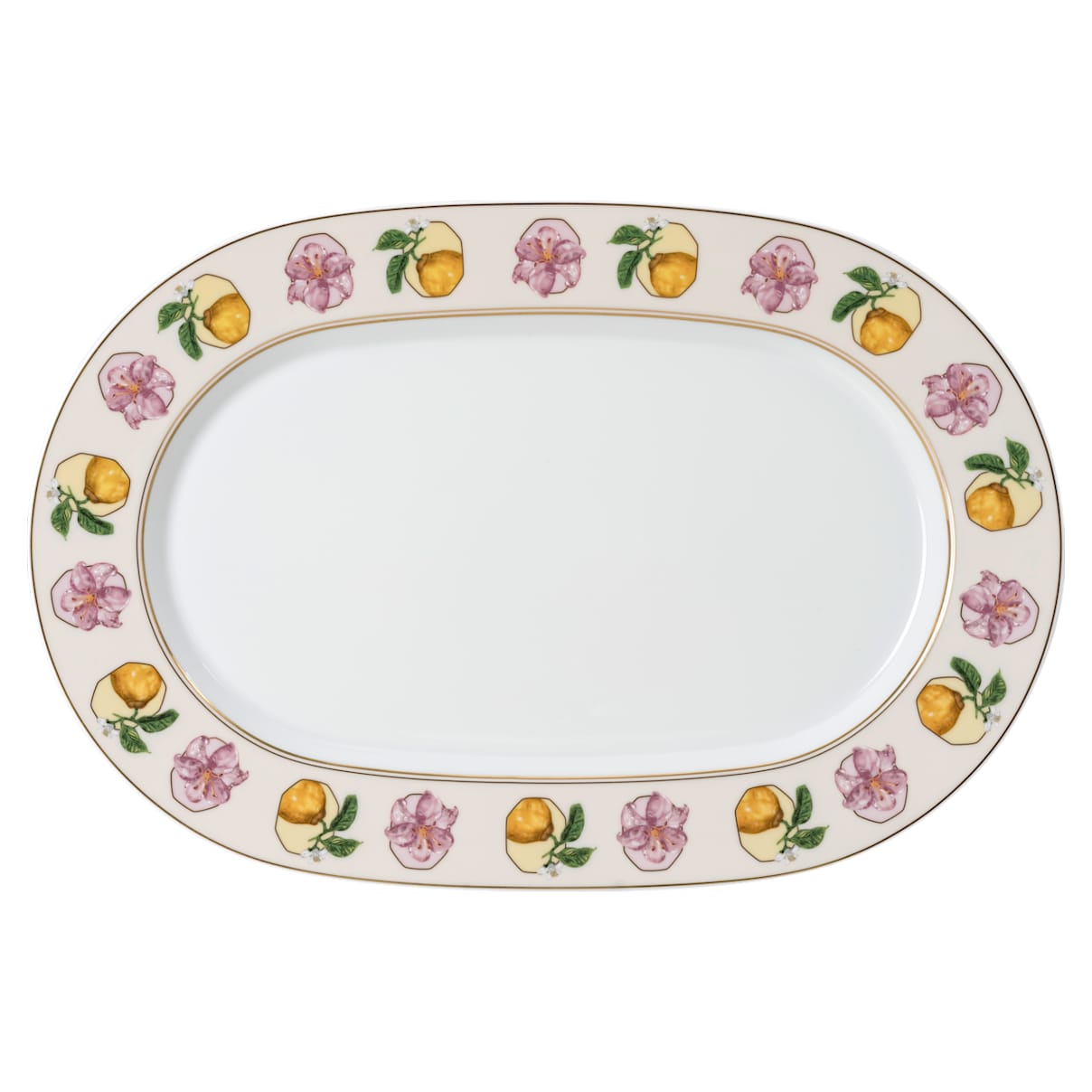 Swarovski Idyllia platter, Porcelain, Crystal print motif, lily citron, Small, Multicoloured