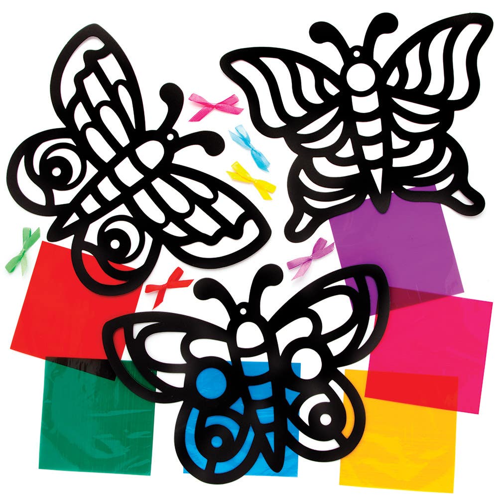 Baker Ross Butterfly Stained Glass Decoration Kits (Pack of 6)