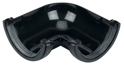 Floplast Plastic Guttering 112mm Half Round 90 Degree Gutter Angle - Black RA1B