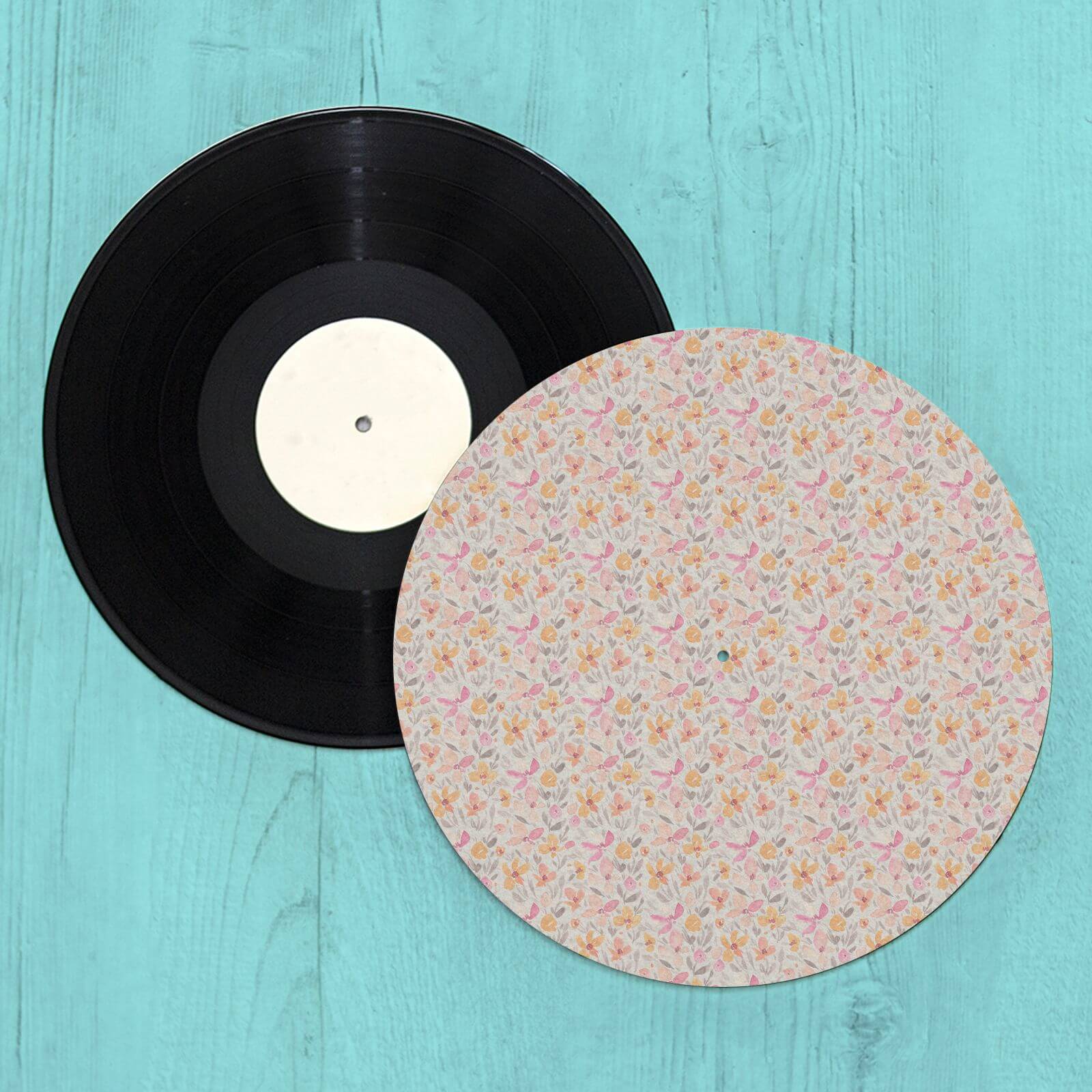 By IWOOT Blush Florals Turntable Slip Mat |
