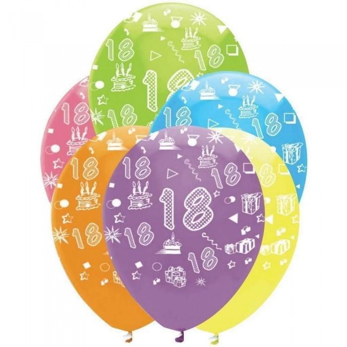 Latex 18th Balloons (Pack of 6)