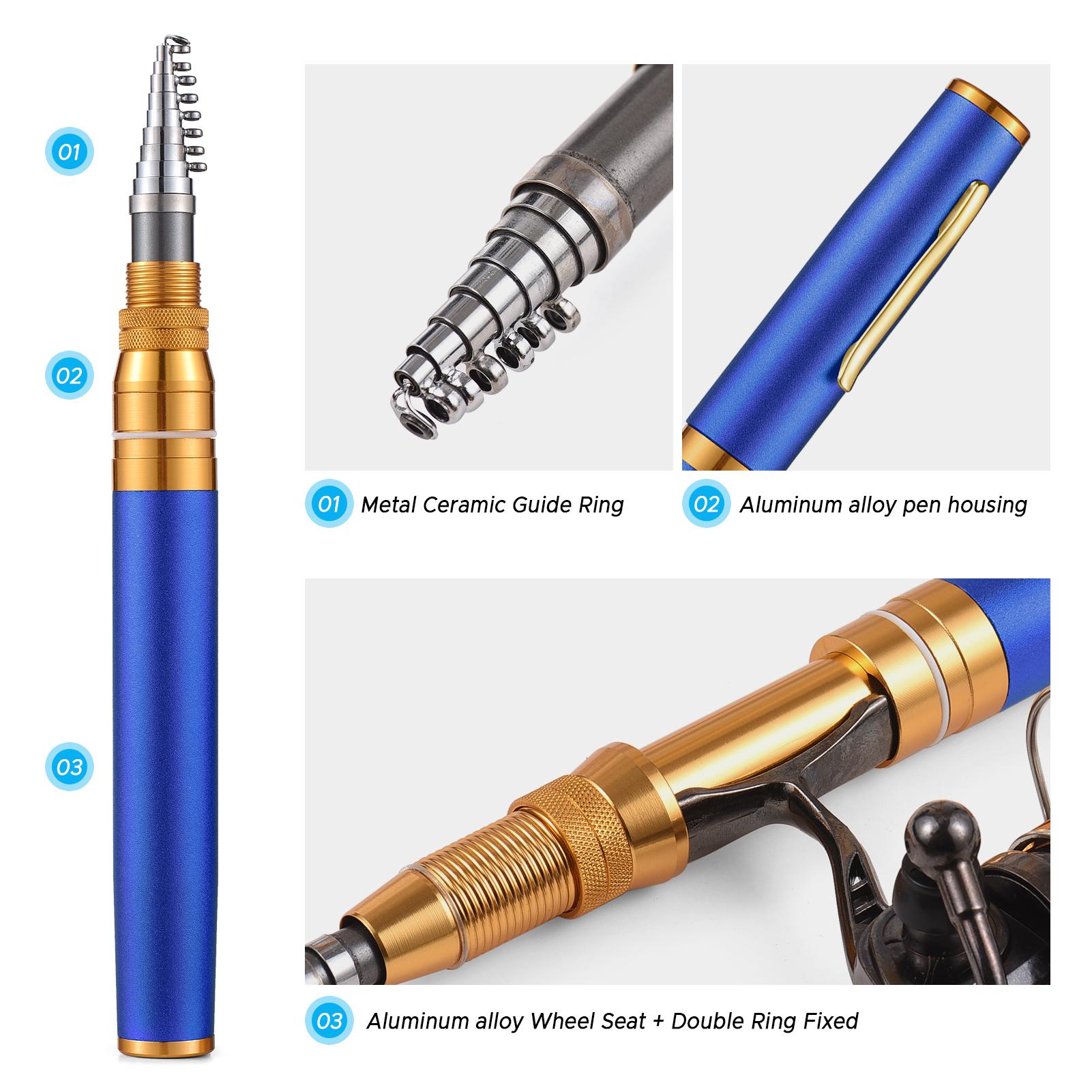 TOMTOP JMS Fishing Rod and Reel Combos Telescopic Fishing Pole with Spinning Reel Combo Kit Fishing Line Lures 1.8m blue