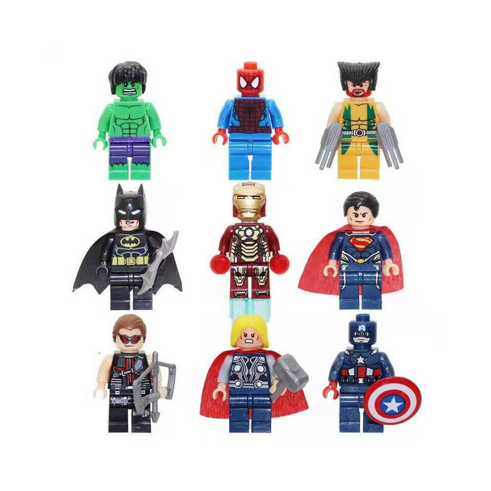 Unbranded 9PCS Superheroes Batman Hulk Mini figures Building Block Toy