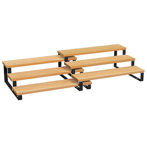 SONGMICS Spice Rack, Set Of 2 Cabinet Shelf Organisers, 3-Tier Extendable Spice Holder, Natural Beige And Ink Black