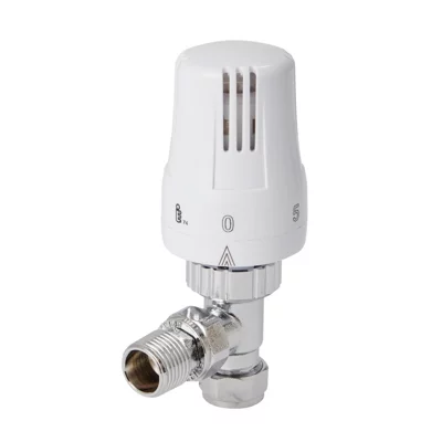 Flomasta Polished Angled Thermostatic Radiator Valve (Dia)15mm X ½"