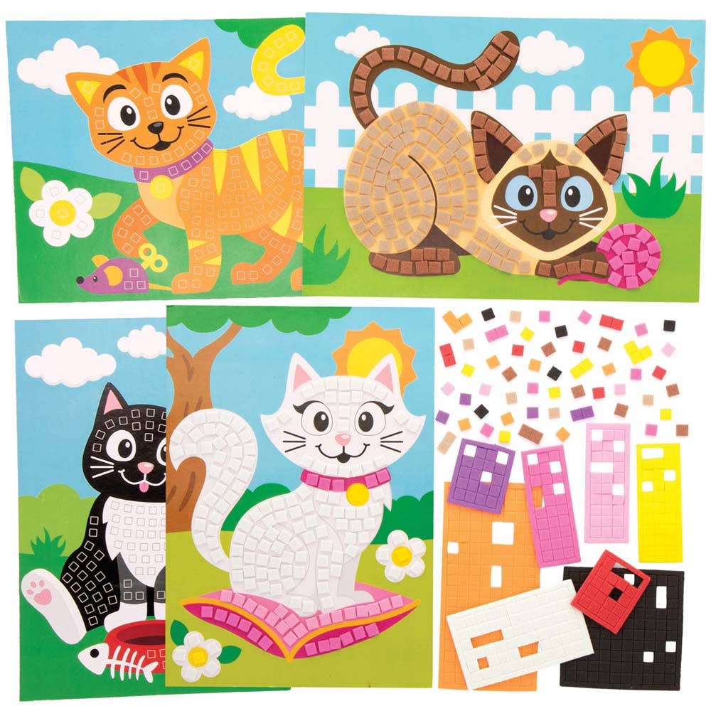 Baker Ross Cat Mosaic Picture Kits (Pack of 4)