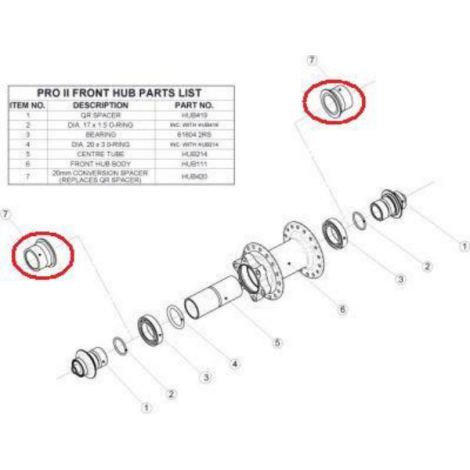 Hope Pro2/Pro4 Evo Konverteringssats för framnav - Reservdelar till nav Svart 15mm Bolt Thru