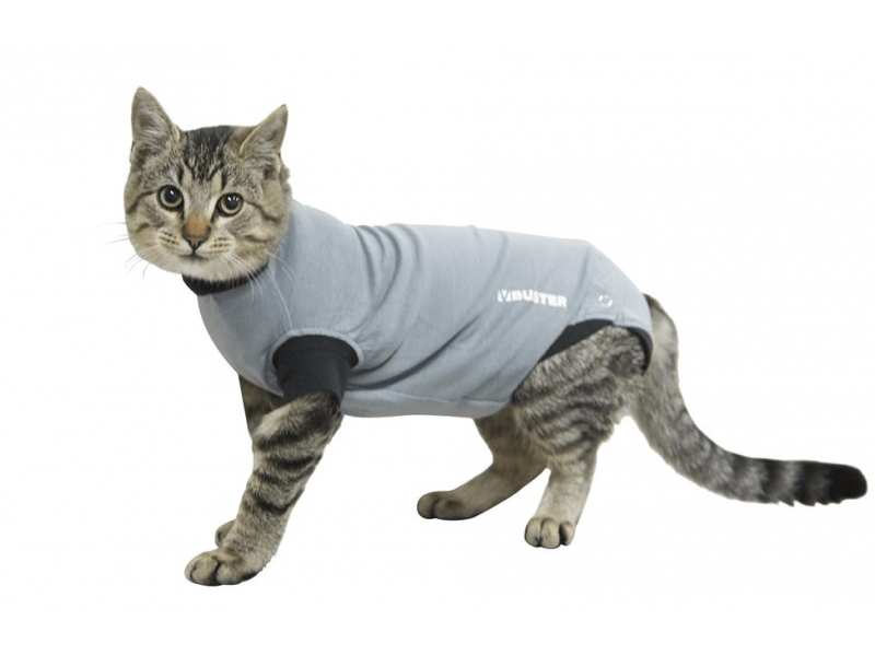 Kruuse Buster Body Suit For Dogs And Cats - Cat - Grey/black - Small - 43cm
