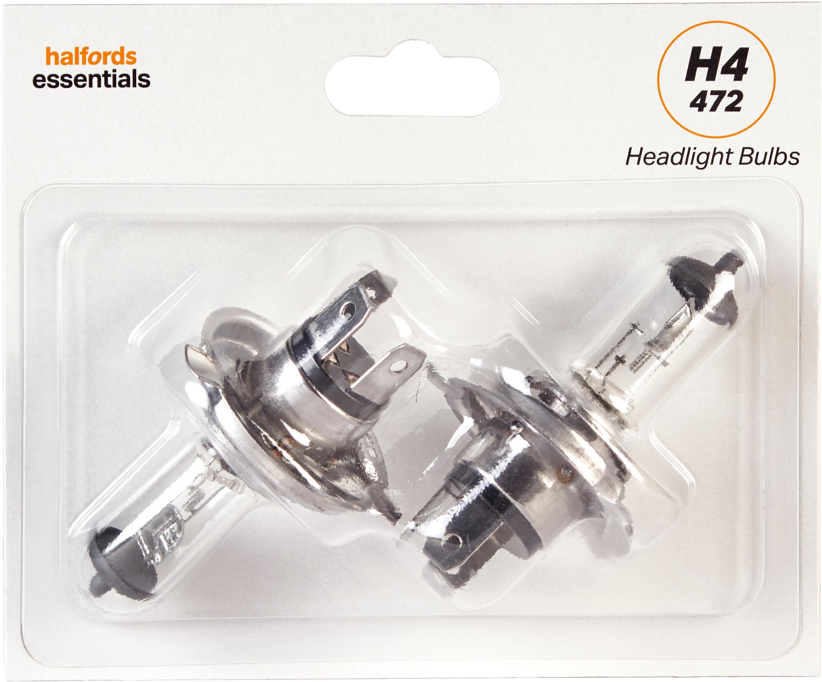 Halfords Essentials H4 472 Car Headlight Bulb Halfords Essentials Twin Pack