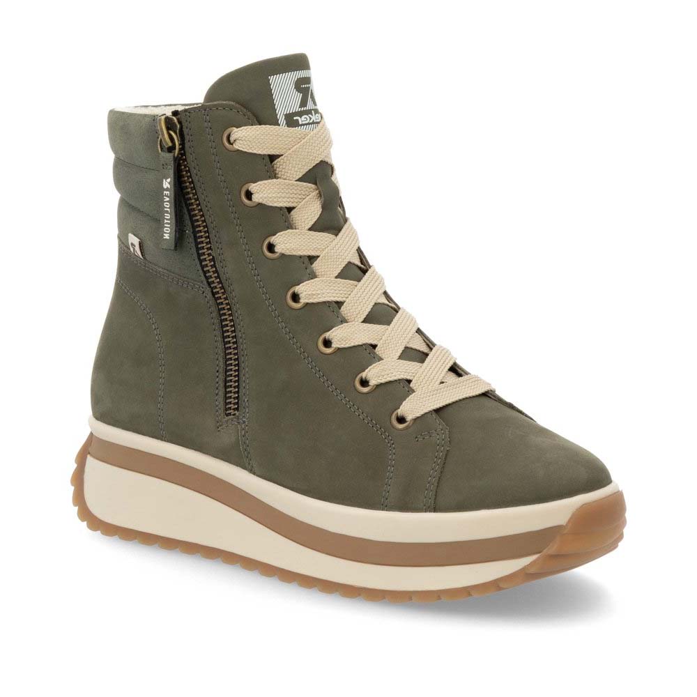 Rieker W0962-54 Olive suede Womens Hi Tops in a Plain Leather in Size 37