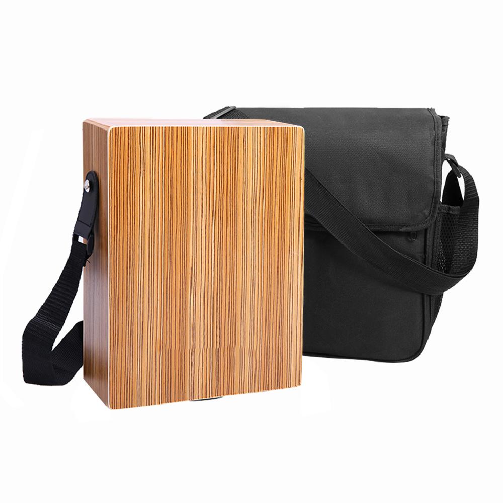 TOMTOP JMS Portable Traveling Cajon Box Drum Flat Hand Drum Wooded Percussion Instrument with Strap
