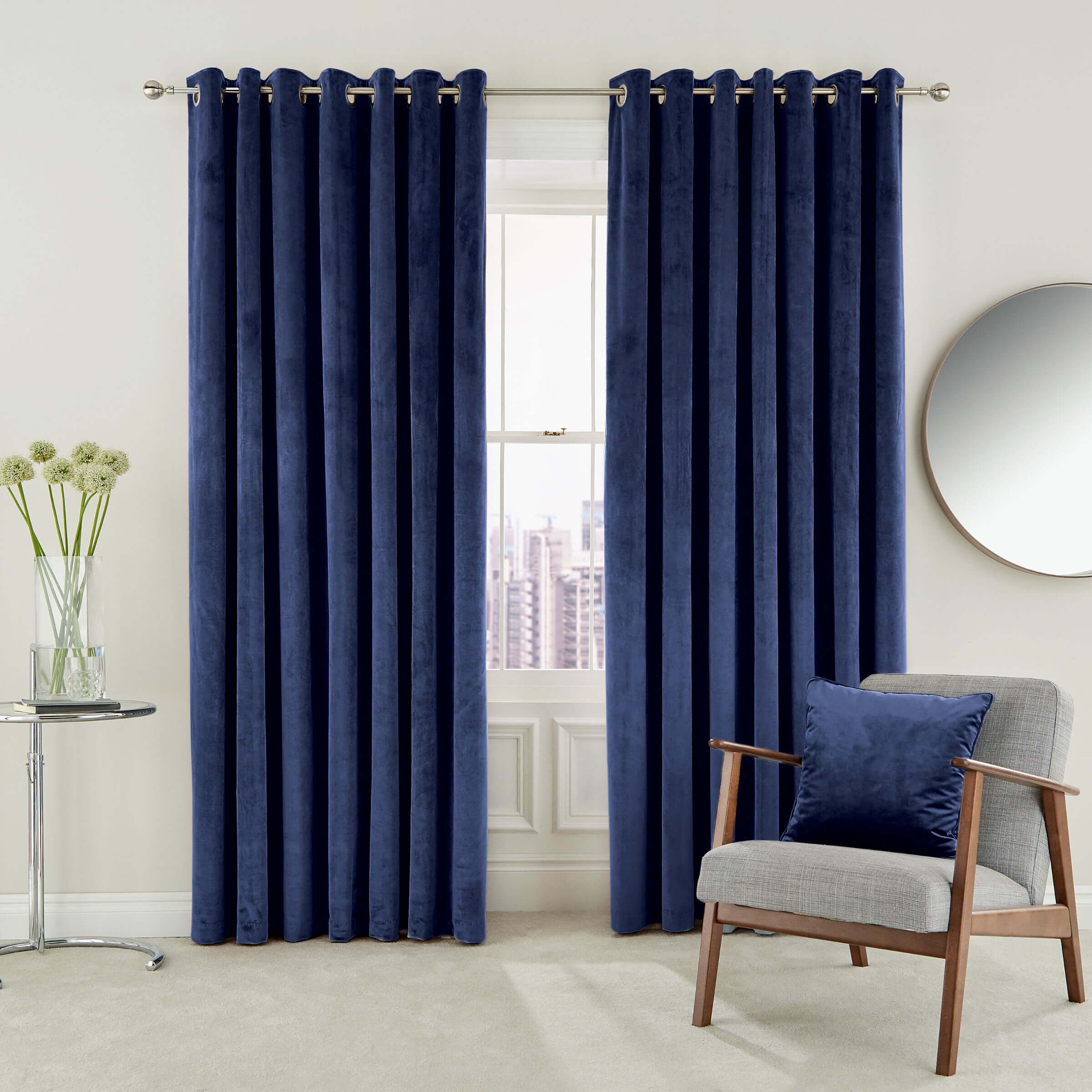 Helena Springfield 'Escala' Woven Lined Curtains|Size: 167cm width x 183cm drop|blue