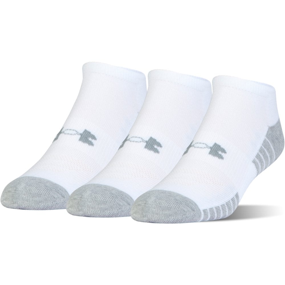 Under Armour Junior 3-Pack HeatGear No Show Socks|Youth Medium (10-13)|White