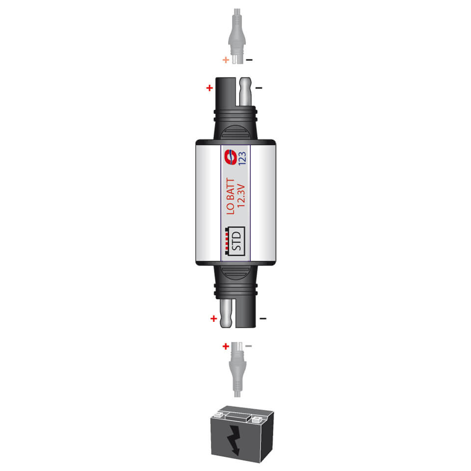 OPTIMATE Charging status warning light SAE plug, for lead/acid batteries, 12.5V