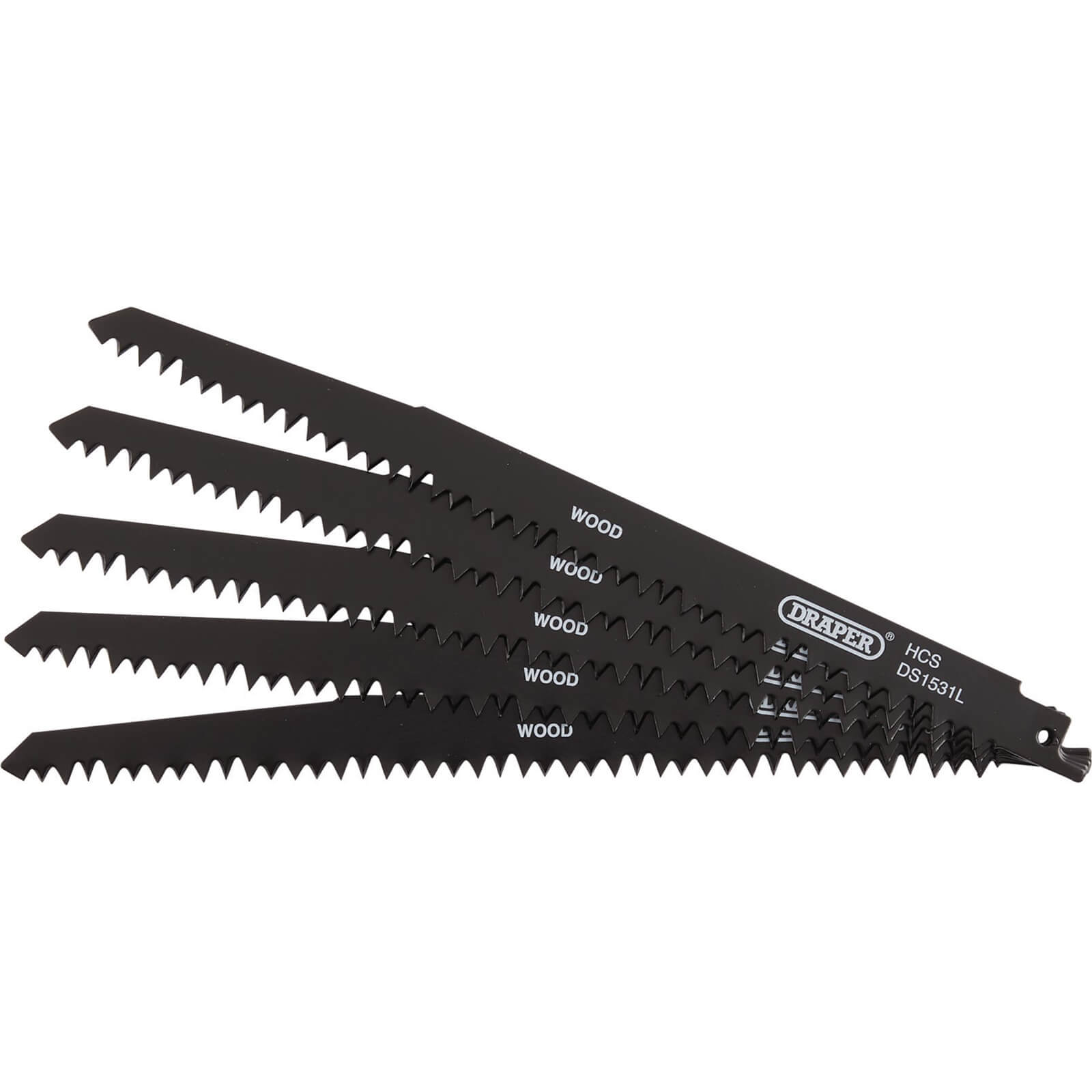 Draper Reciprocating Saw Blades For Wood Cutting, 240mm, 5Tpi (Pack Of 5) 38803
