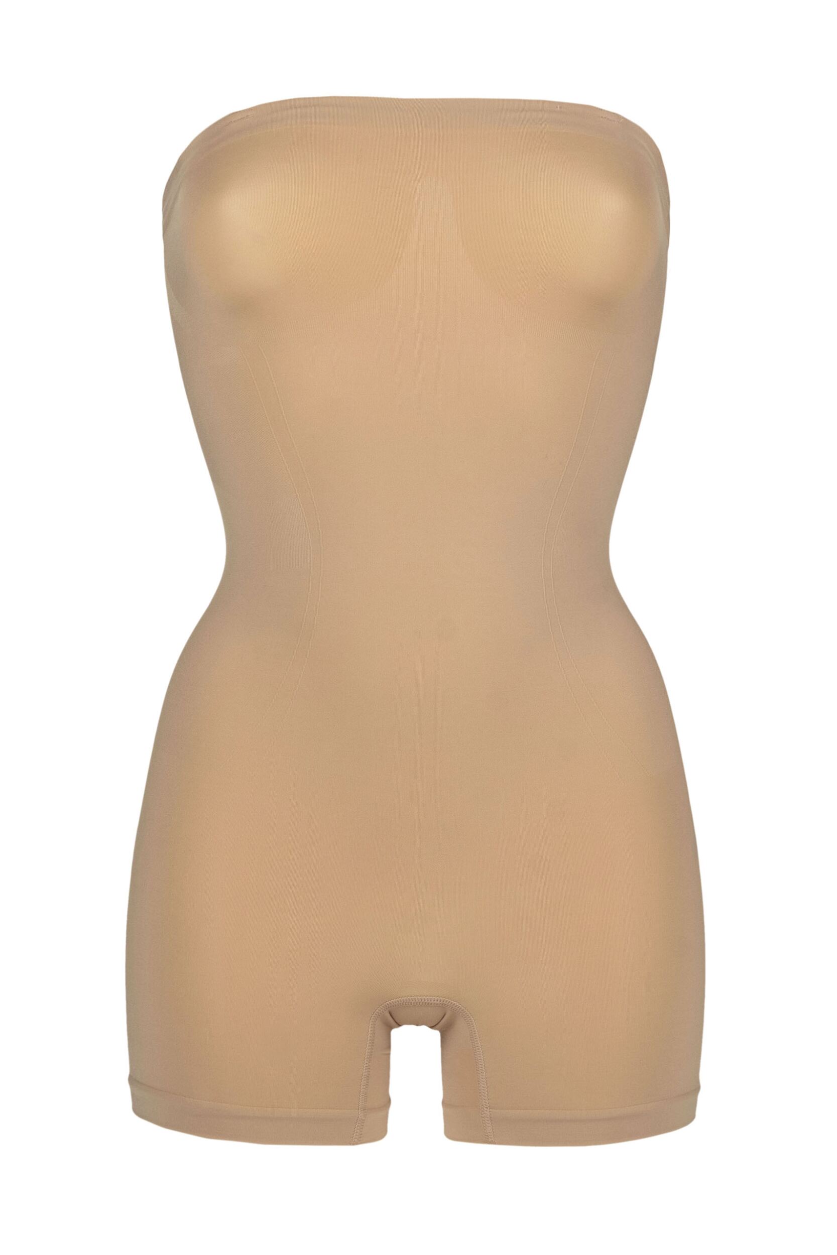 Women's 1 Pack Ambra Powerlite Bandeau Bodysuit Rose Beige UK 12-14