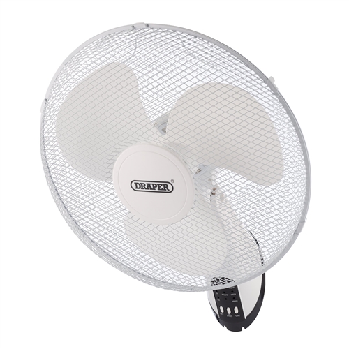 Draper 70975 16" 3 Speed Oscillating Wall Mounted Fan with Remote Control