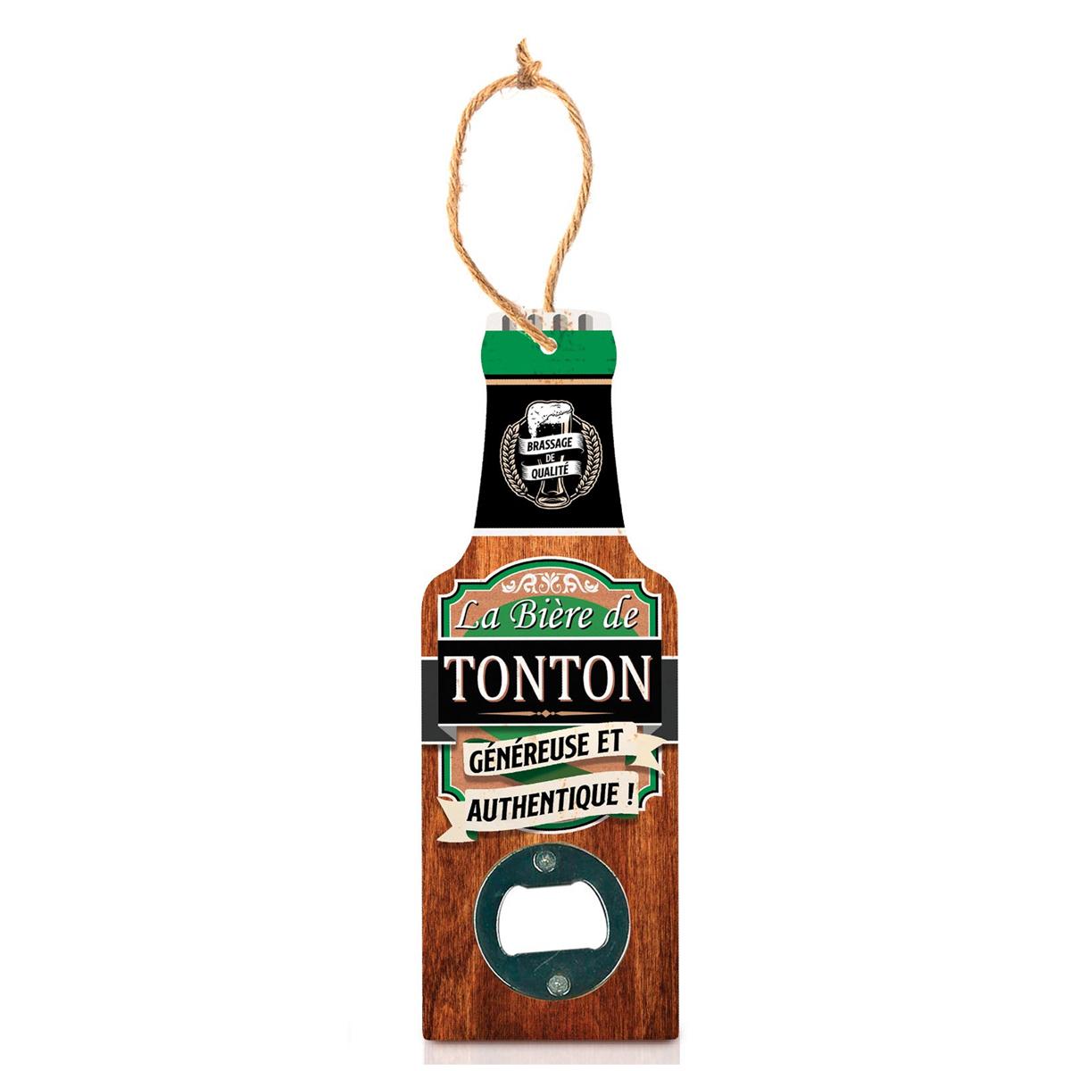  [A1600] - Funny wooden bottle opener 'Bottle' (Uncle's beer - generous and authentic! ) - 20x7cm brown