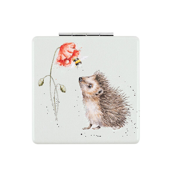 Wrendale Pocket Mirror Hedgehog & Bee, Leather
