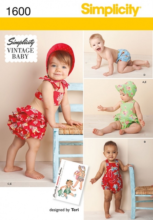 Simplicity Vintage Baby Dressmaking Leaflet, 1600, A