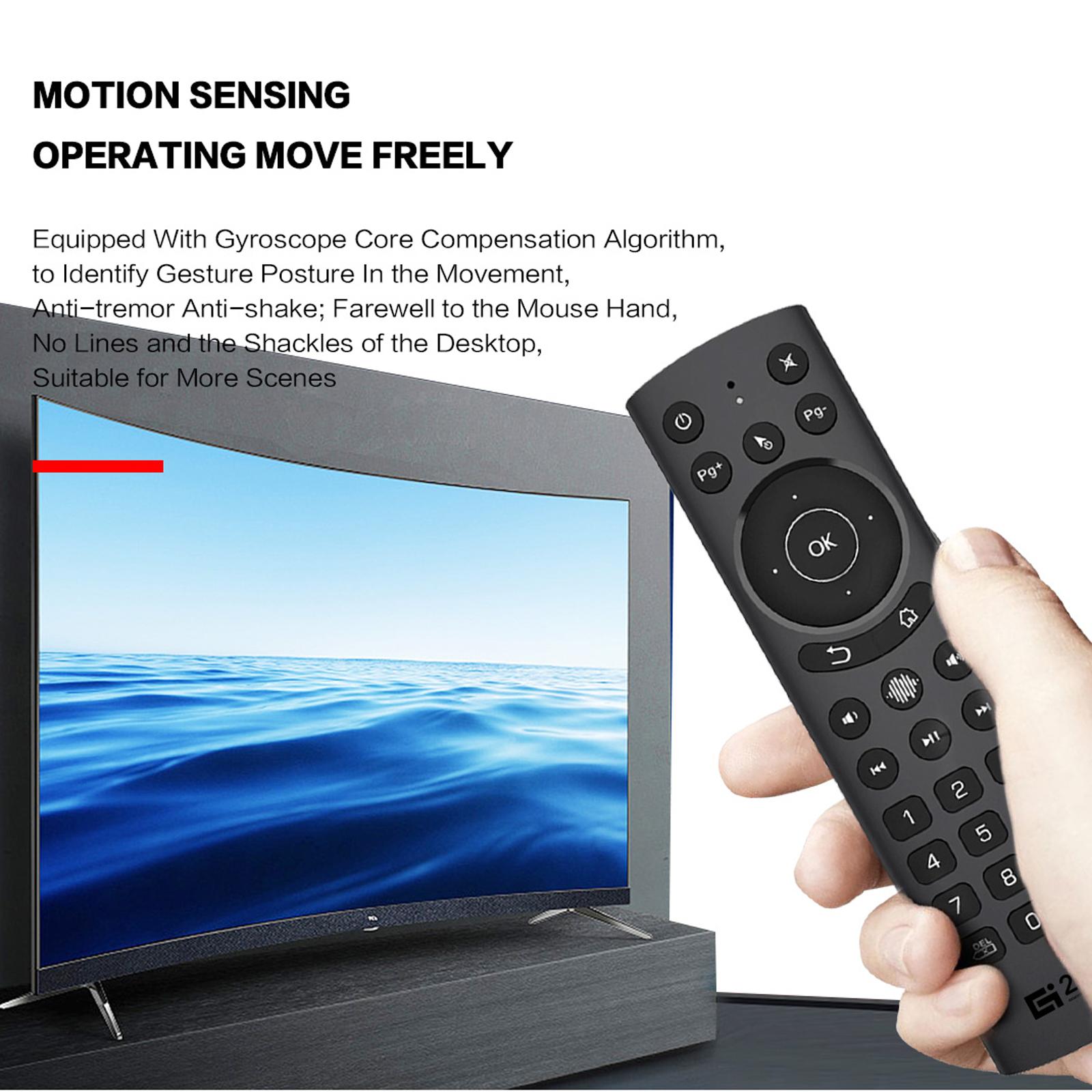 TOMTOP JMS G20S Pro 2.4G Wireless Air Mouse with USB Receiver 6-Axis Gyroscope Handheld Remote Control Smart black