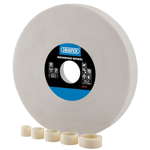  Aluminium Oxide Bench Grinding Wheel, 200 x 25mm, 80G, White