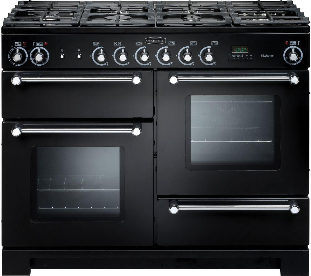  Kitchener 110 Cm Dual Fuel Range Cooker - Black & Chrome, Black