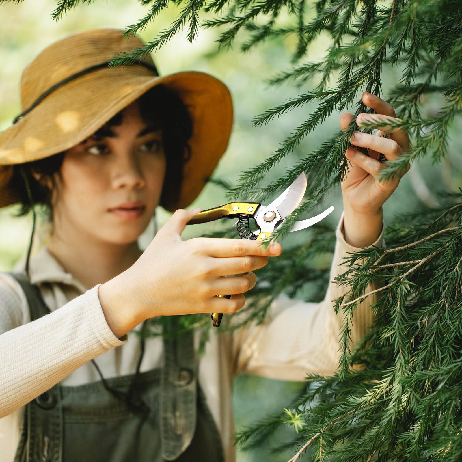 TOMTOP JMS Secateurs Steel Blade Pruning Shears with Ergonomic Handles Gardening Pruning Scissors Bonsai gold