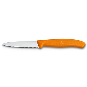 Victorinox Paring knife with 3  serrated blade and orange synthetic handle - SwissClassic - Victorinox