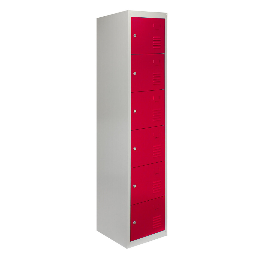 Monster Cable Metal Storage Lockers - Six Doors, Flatpacked, Red