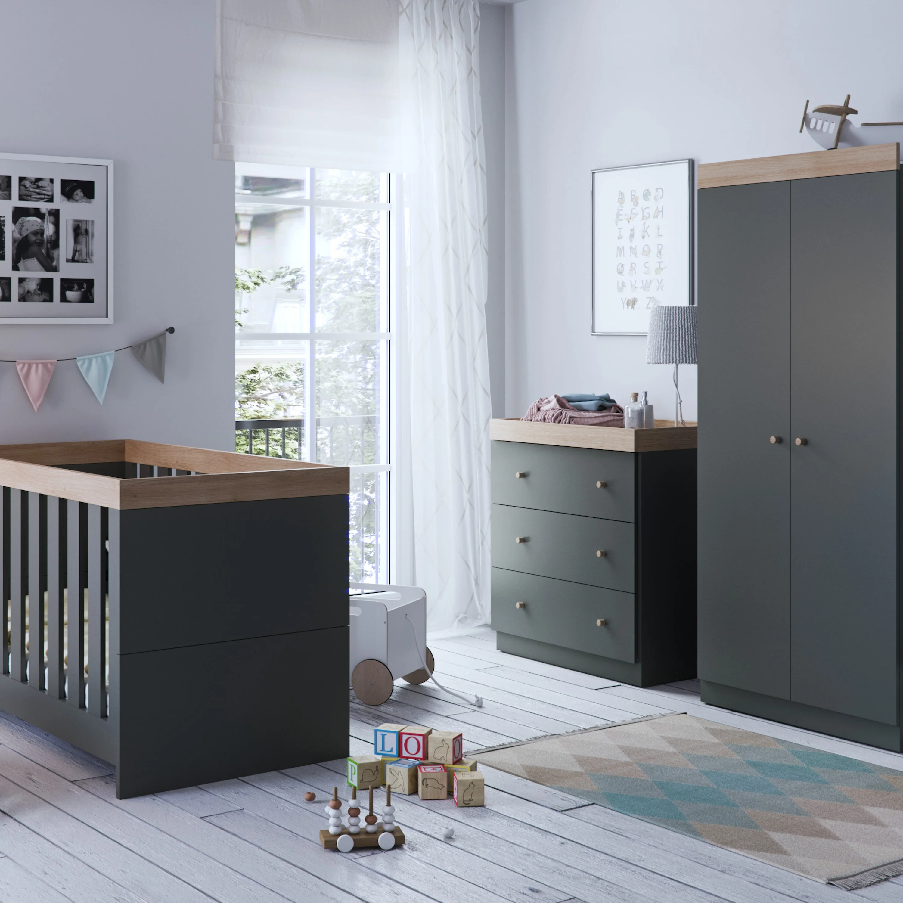 Little Acorns Burlington 3 Piece Nursery Furniture Set Grey