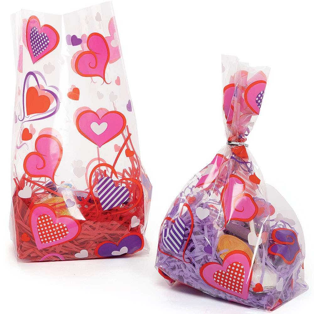 Baker Ross Heart Cellophane Gift Bags (Pack of 30)