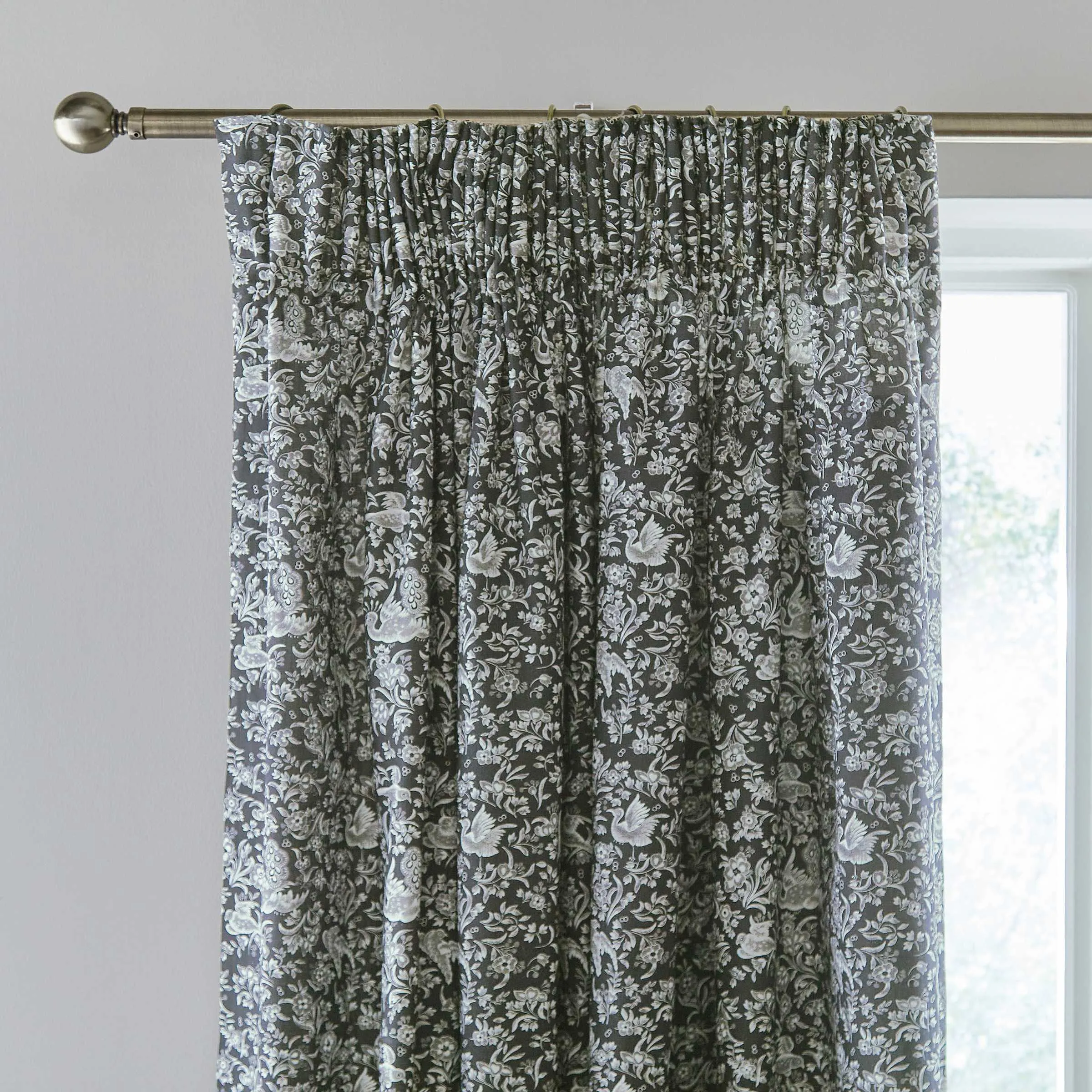  Regal Peacock Lined Curtains 66" x 90", Charcoal/White