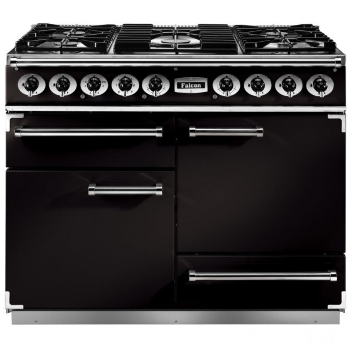 Falcon Deluxe 110cm Double Oven Dual Fuel Range Cooker - Black