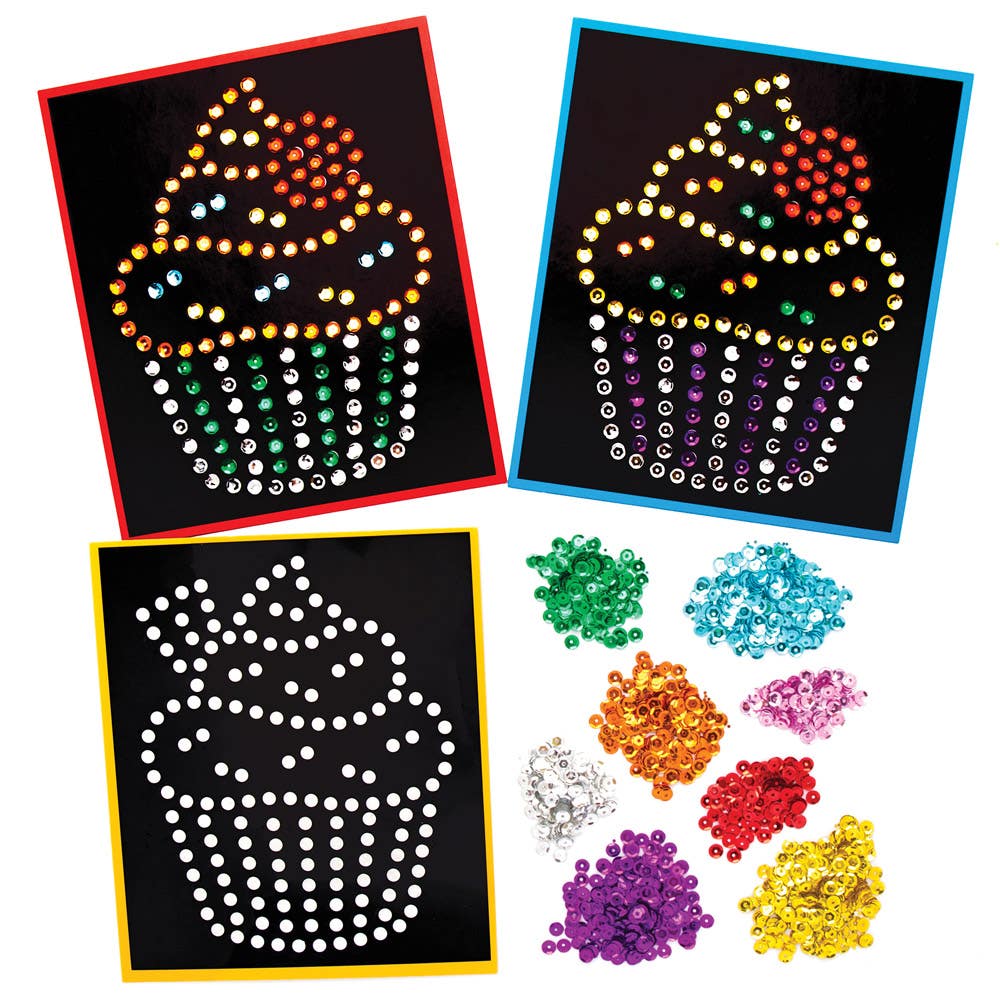 Baker Ross Cupcake Sequin Craft Picture Kits (Pack of 5)